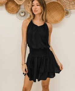 MUSTARD SEED Cienna Satin Smocked Ruffle Dress DRESSES