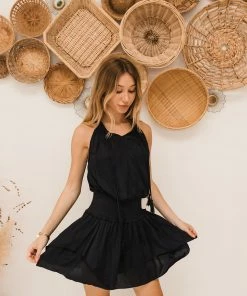 MUSTARD SEED Cienna Satin Smocked Ruffle Dress DRESSES