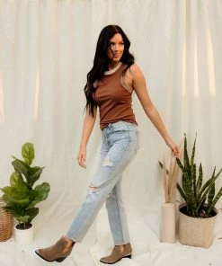 WL Kane Ribbed Color Block Racerback Tank - Brown 14 WL Kane Ribbed Color Block Racerback Tank - Brown