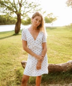 STORIA Quince Swiss Dot Floral Button Down Dress