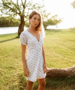 STORIA Quince Swiss Dot Floral Button Down Dress