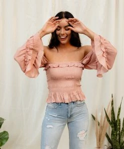 MUSTARD SEED TOPS Brisbane Smocked Ruffle Blouse