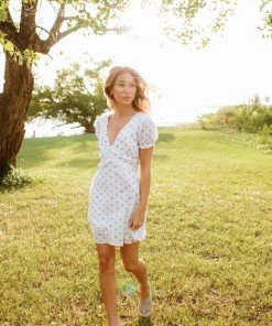 STORIA Quince Swiss Dot Floral Button Down Dress