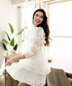 STORIA Marly Daisy Applique Floral Babydoll Dress BEST SELLERS