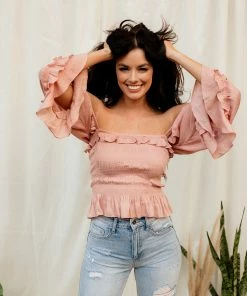 MUSTARD SEED TOPS Brisbane Smocked Ruffle Blouse