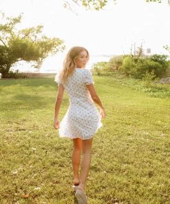 STORIA Quince Swiss Dot Floral Button Down Dress