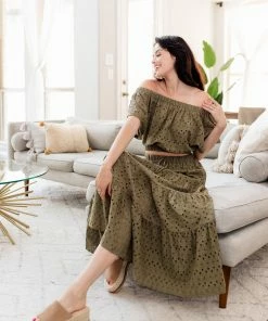 BT MATCHING SETS Mindy Cotton Eyelet Crop Top