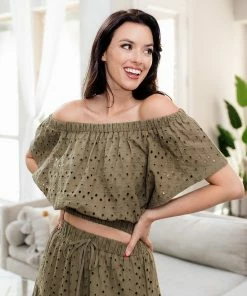 BT MATCHING SETS Mindy Cotton Eyelet Crop Top