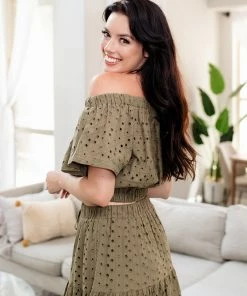 BT MATCHING SETS Mindy Cotton Eyelet Crop Top