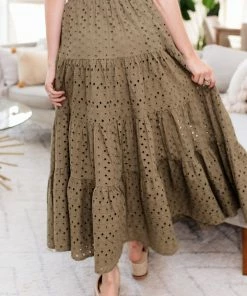 BT MATCHING SETS Mindy Cotton Eyelet Tiered Midi Skirt