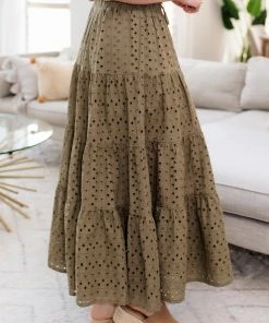 BT MATCHING SETS Mindy Cotton Eyelet Tiered Midi Skirt