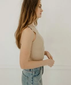 BT Piper Ribbed Cropped Tank Top - Nude BEST SELLERS