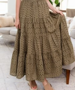 BT MATCHING SETS Mindy Cotton Eyelet Tiered Midi Skirt