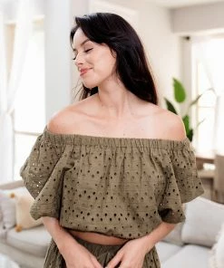 BT MATCHING SETS Mindy Cotton Eyelet Crop Top