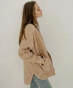 BT OUTERWEAR Charli Stone Washed Quilted Jacket - Sand