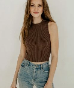 BT Piper Ribbed Cropped Tank Top - Brown BEST SELLERS 18 BT Piper Ribbed Cropped Tank Top - Brown BEST SELLERS