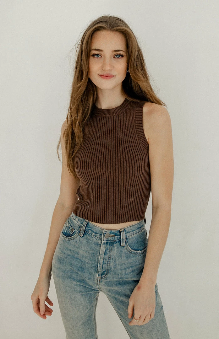 BT Piper Ribbed Cropped Tank Top - Brown BEST SELLERS 8 BT Piper Ribbed Cropped Tank Top - Brown BEST SELLERS
