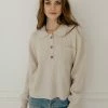 BT TOPS Dutch Knit Button Down Placket Sweater - Cream