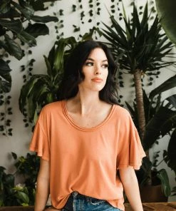 WL TOPS Sylvia Ruffle Sleeve Top - Ginger