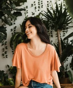 WL TOPS Sylvia Ruffle Sleeve Top - Ginger