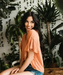 WL TOPS Sylvia Ruffle Sleeve Top - Ginger