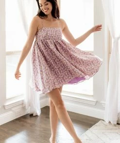 STORIA Joan Floral High Sheen Babydoll Dress