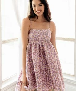 STORIA Joan Floral High Sheen Babydoll Dress