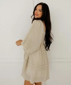 BT BUMP FRIENDLY Genevieve Pocketed Babydoll Dress - Natural