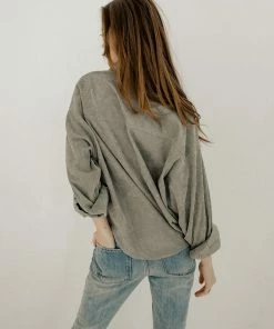 WL Cayla Corduroy Button Down Pocket Top - Olive