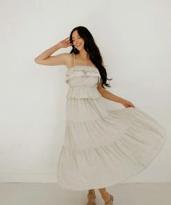 BT BEST SELLERS Maven Linen Ruffle Cami Tank Top