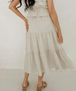 BT Maven Linen Tiered Midi Skirt