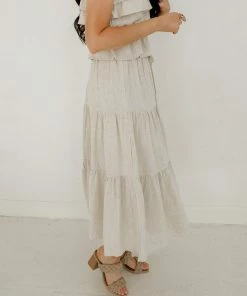 BT Maven Linen Tiered Midi Skirt