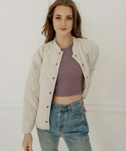 WL Mac Quilted Padded Corduroy Jacket - Ecru OUTERWEAR