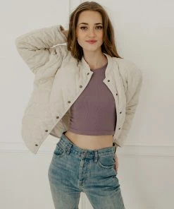 WL Mac Quilted Padded Corduroy Jacket - Ecru OUTERWEAR