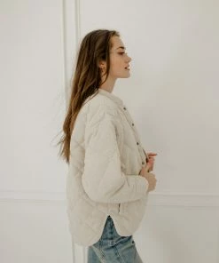 WL Mac Quilted Padded Corduroy Jacket - Ecru OUTERWEAR