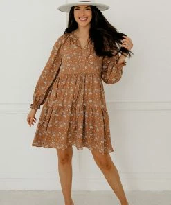 WL Korbin Floral Tiered Babydoll Dress - Clay 9 WL Korbin Floral Tiered Babydoll Dress - Clay