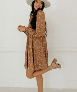 WL Korbin Floral Tiered Babydoll Dress - Clay 10 WL Korbin Floral Tiered Babydoll Dress - Clay