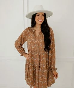 WL Korbin Floral Tiered Babydoll Dress - Clay