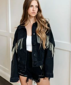 BLUE B Rhinestone Cowgirl Fringe Denim Jacket MATCHING SETS