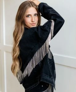 BLUE B Rhinestone Cowgirl Fringe Denim Jacket MATCHING SETS