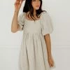 BT Wilker Linen Puffy Sleeve Babydoll Dress RESTOCKED