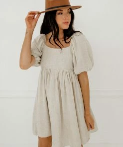 BT Wilker Linen Puffy Sleeve Babydoll Dress RESTOCKED