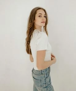 BT Bentley Collared Ribbed Zip Up Top - White 9 BT Bentley Collared Ribbed Zip Up Top - White