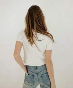 BT Bentley Collared Ribbed Zip Up Top - White 10 BT Bentley Collared Ribbed Zip Up Top - White