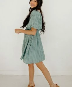BT Townes Plaid Puff Sleeve Babydoll Dress BUMP FRIENDLY