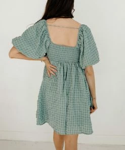 BT Townes Plaid Puff Sleeve Babydoll Dress BUMP FRIENDLY
