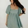 BT Townes Plaid Puff Sleeve Babydoll Dress BUMP FRIENDLY