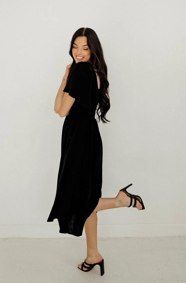 BT Chantel Linen Smocked Pocketed Midi Dress BUMP FRIENDLY 5 BT Chantel Linen Smocked Pocketed Midi Dress BUMP FRIENDLY