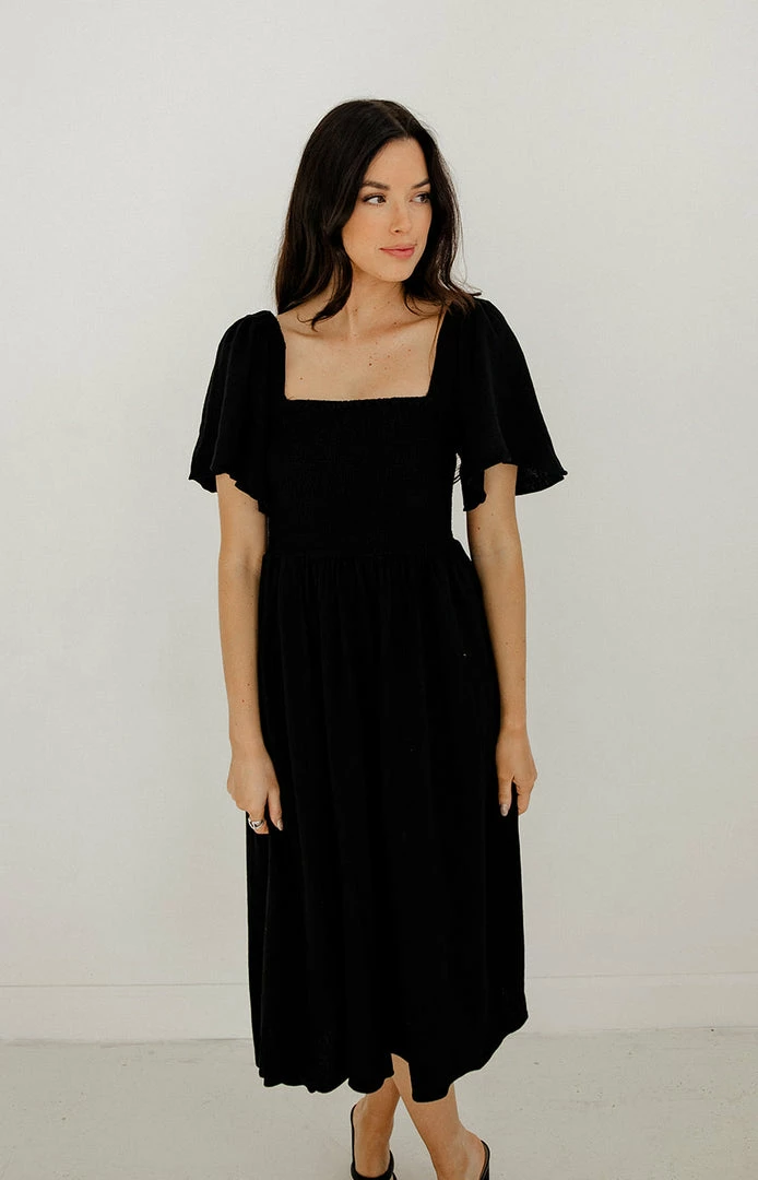 BT Chantel Linen Smocked Pocketed Midi Dress BUMP FRIENDLY 4 BT Chantel Linen Smocked Pocketed Midi Dress BUMP FRIENDLY