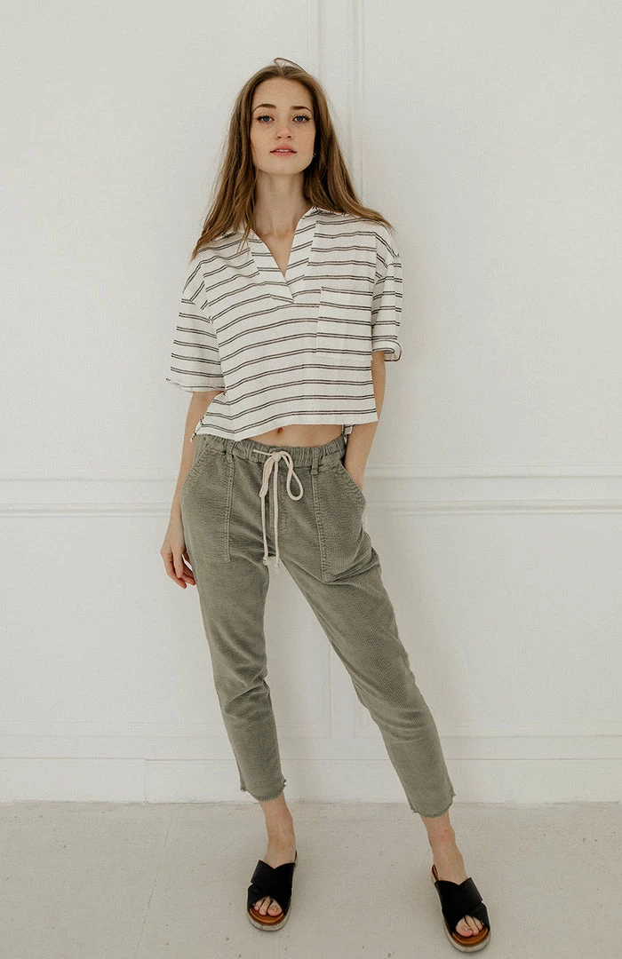 WL Karissa Drawstring Corduroy Pocketed Pants - Olive 4 WL Karissa Drawstring Corduroy Pocketed Pants - Olive